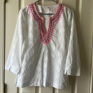 Lilly Pulitzer Amelia Island Embroidered Cotton Tunic Top